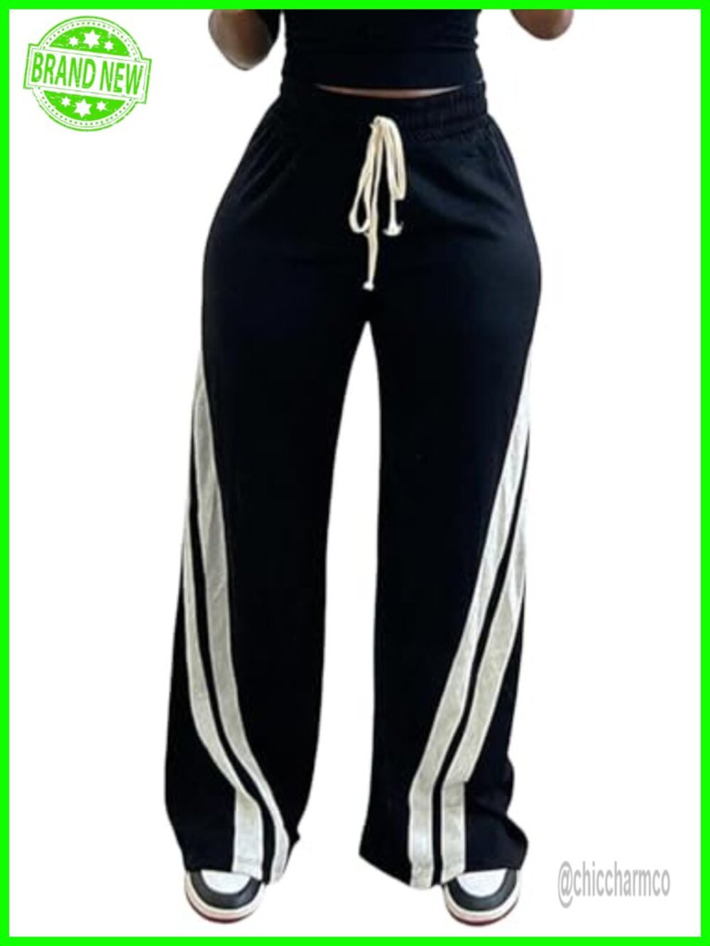 Women High Waist Wide Leg Sweatpants Drawstring Straight Leg Active Pants